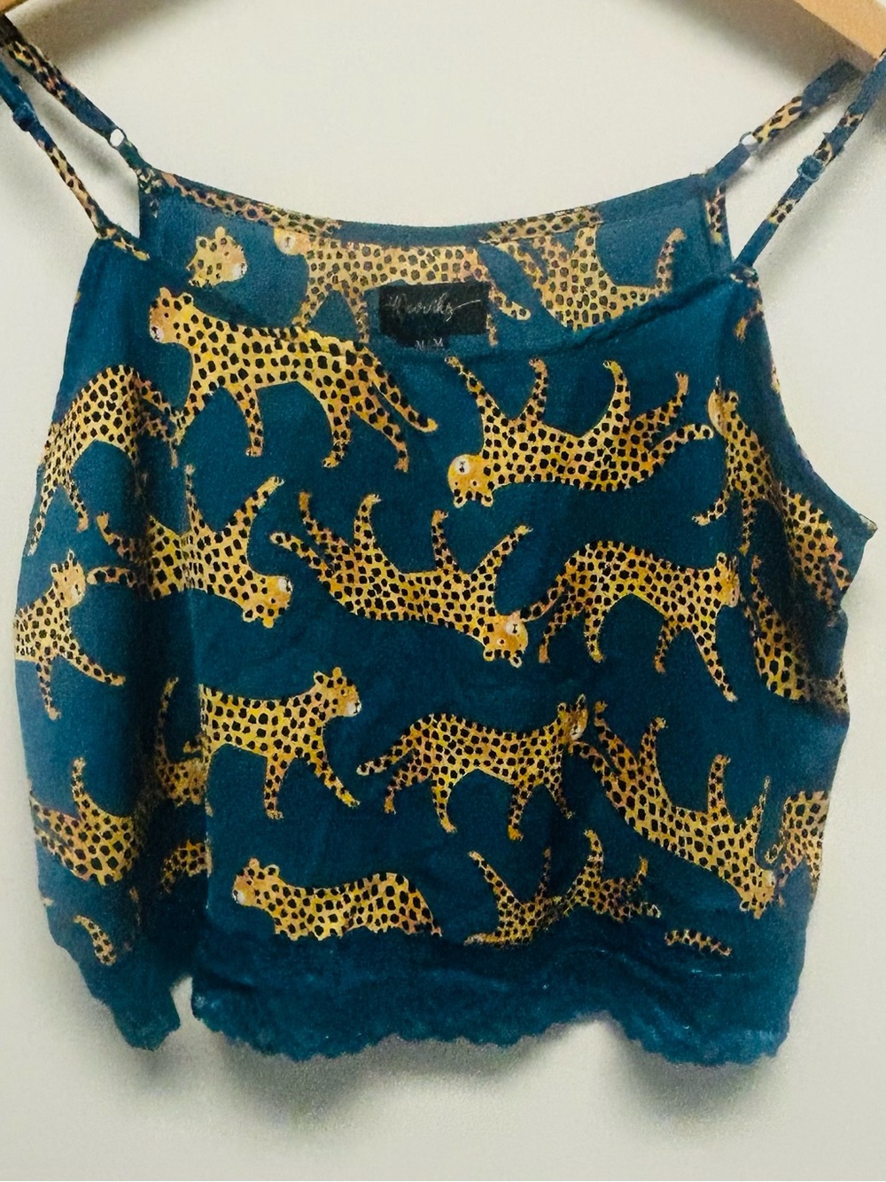 40Winks Teal Jaguar Print
Lace-Trim Cami Top Size M